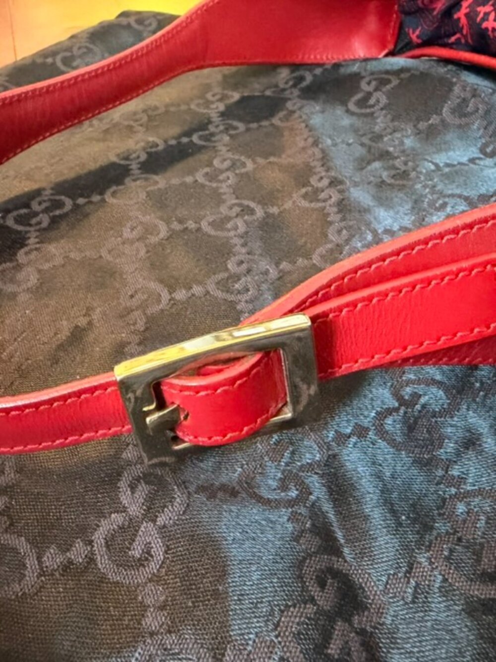 Gucci Vintage Jackie GG Canvas Shoulder Bag Red Leather 001 3735 - Picture 11 of 12